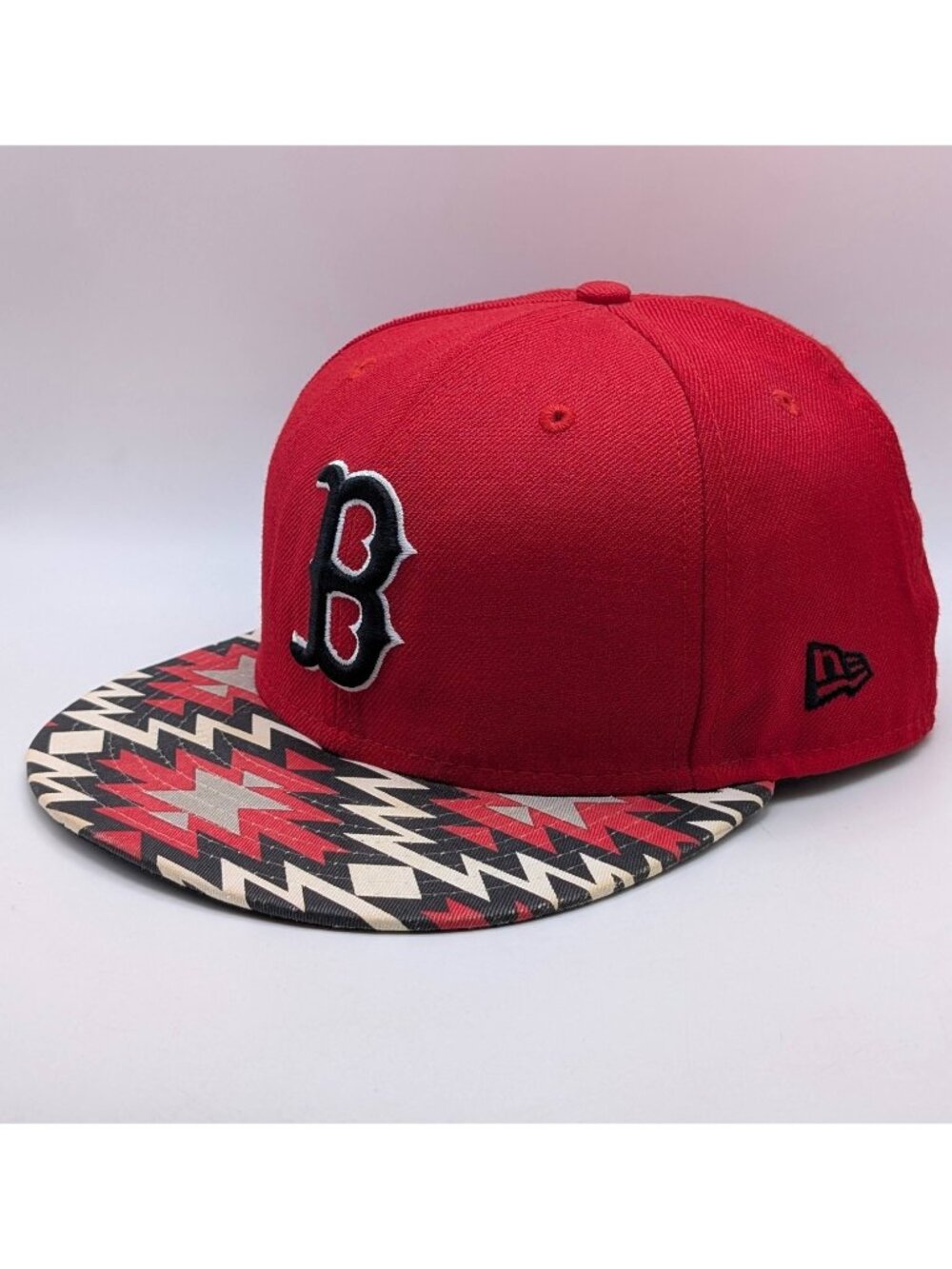 Boston Red Sox New Era 59Fifty Hat Cap Fitted 7 1/4 Aztec Red Black MLB Baseball